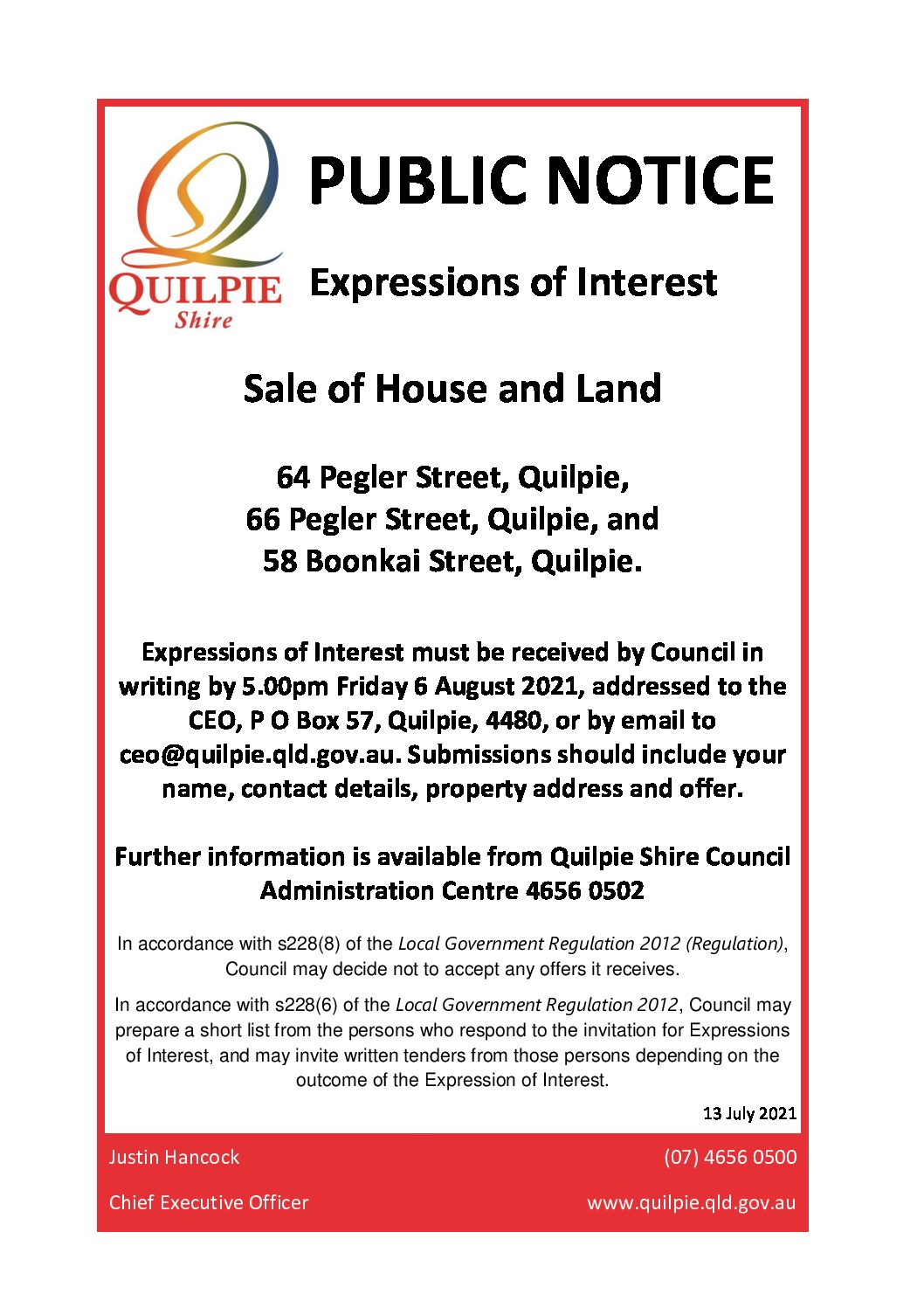 Right to Information Our home, our communities, your Quilpie Shire