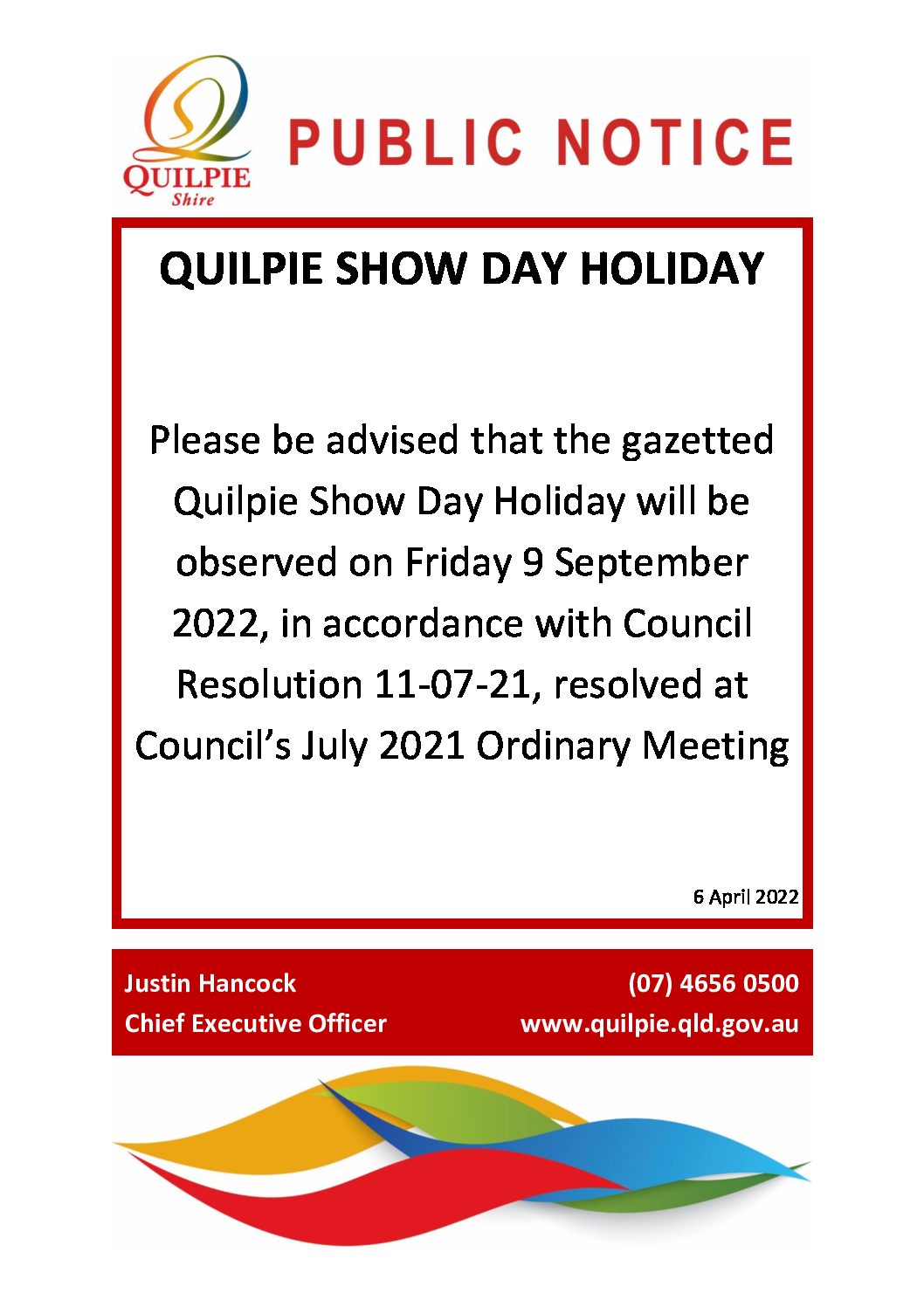 Quilpie Show Day Holiday